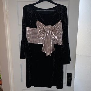 Xhilaration Black Mini Dress with Silver Bow